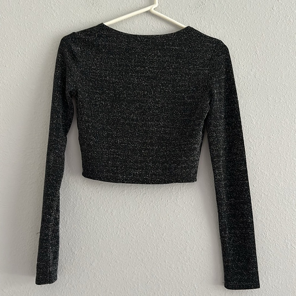 forever 21 sparkle black crop long sleeve small - Picture 5 of 5